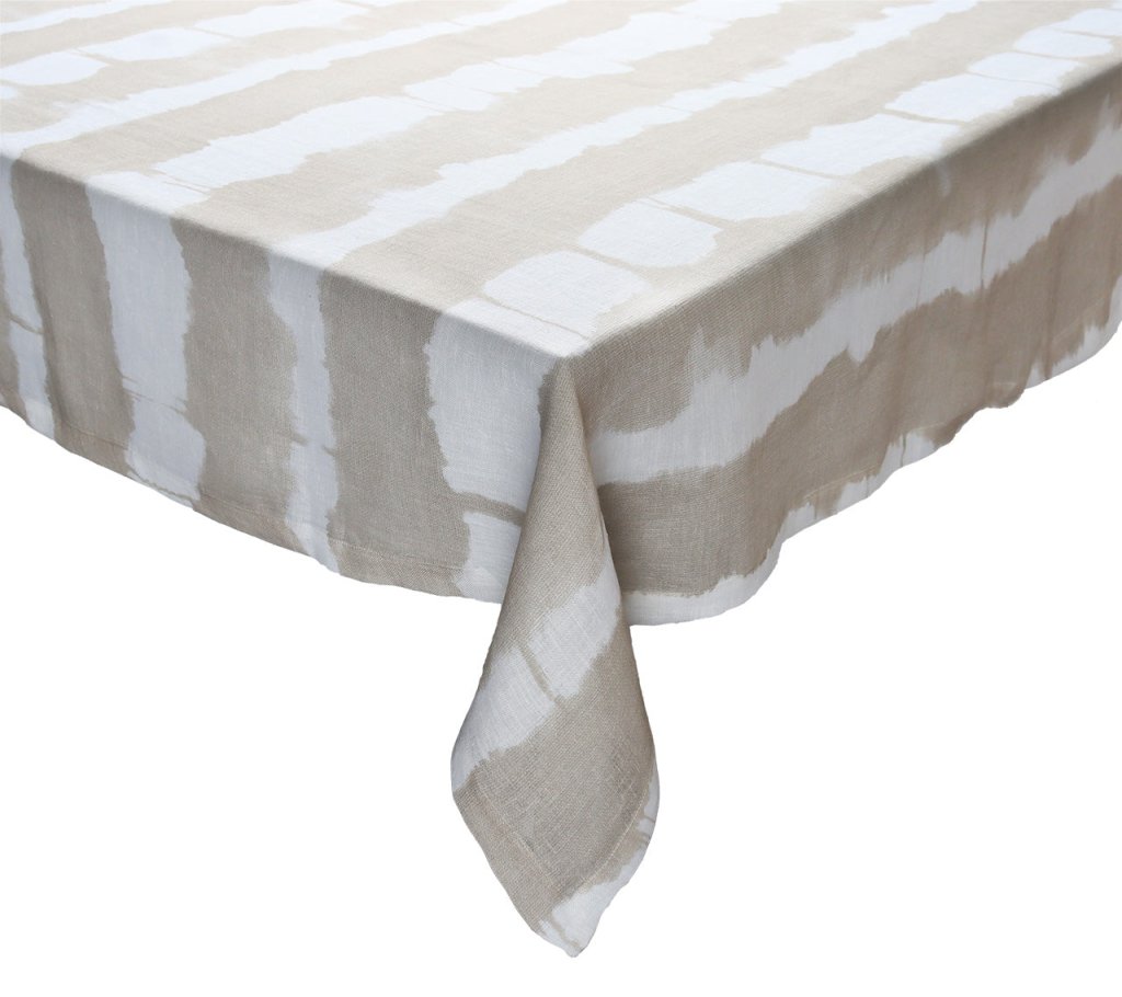 Kim Seybert, Inc.Watercolor Stripe Tablecloth in White & NaturalTablecloths
