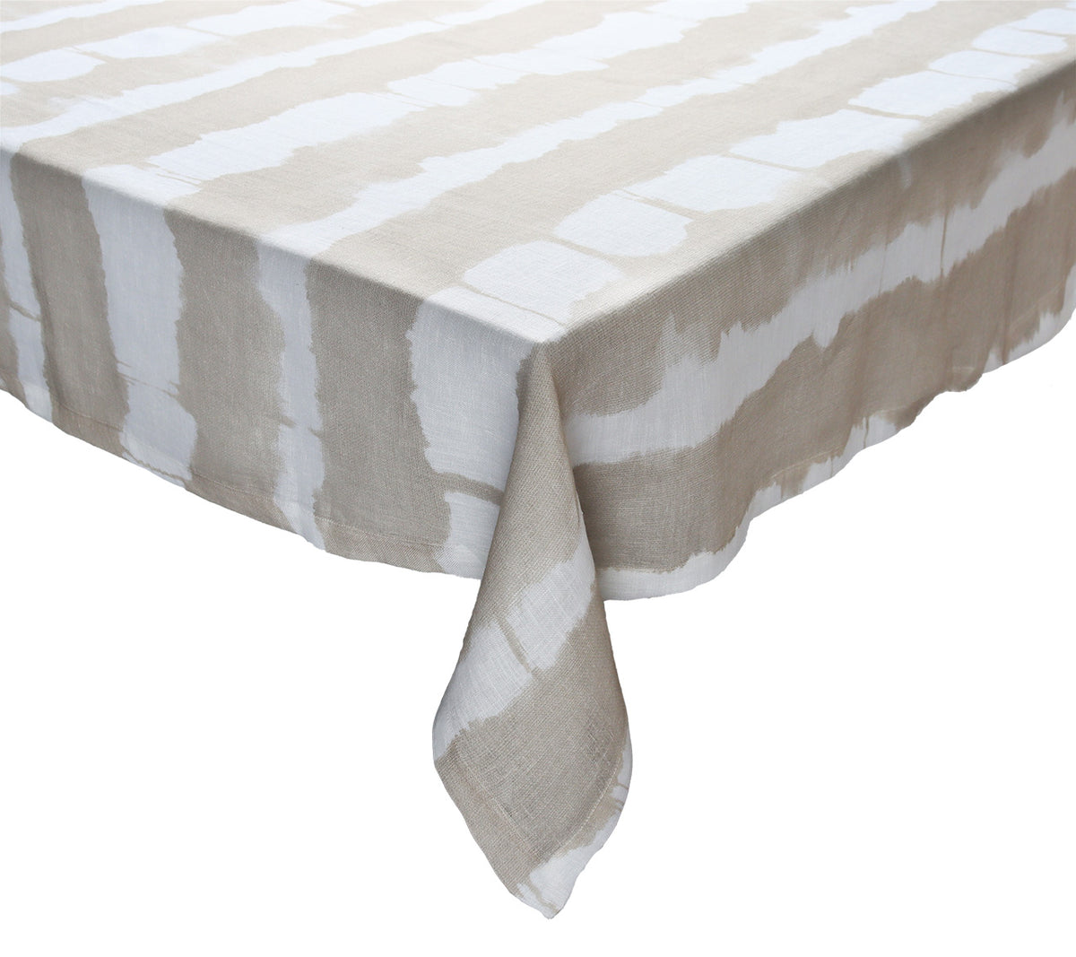 Kim Seybert Luxury Watercolor Stripe Tablecloth in White & Natural
