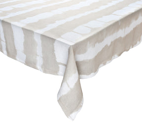 Sample: Watercolor Stripe Tablecloth in White & Natural