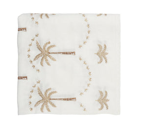 Kim Seybert, Inc.Embroidered Palm Tablecloth in White, Natural & GoldTablecloths