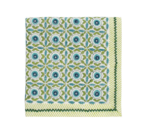 Majorelle Tablecloth in White, Blue & Green