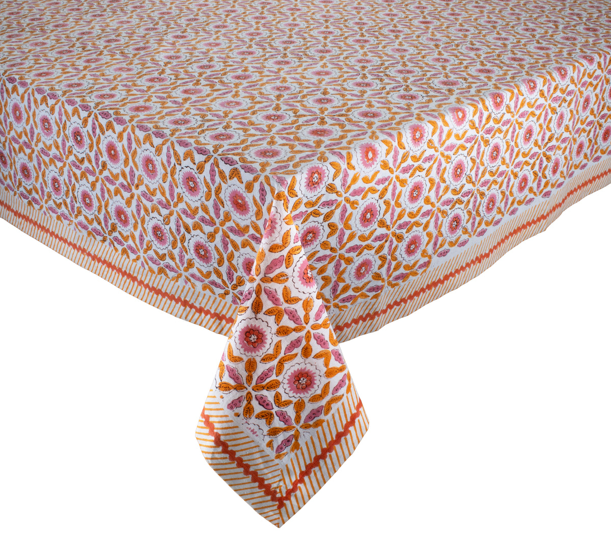 Majorelle Tablecloth in White, Pink & Orange