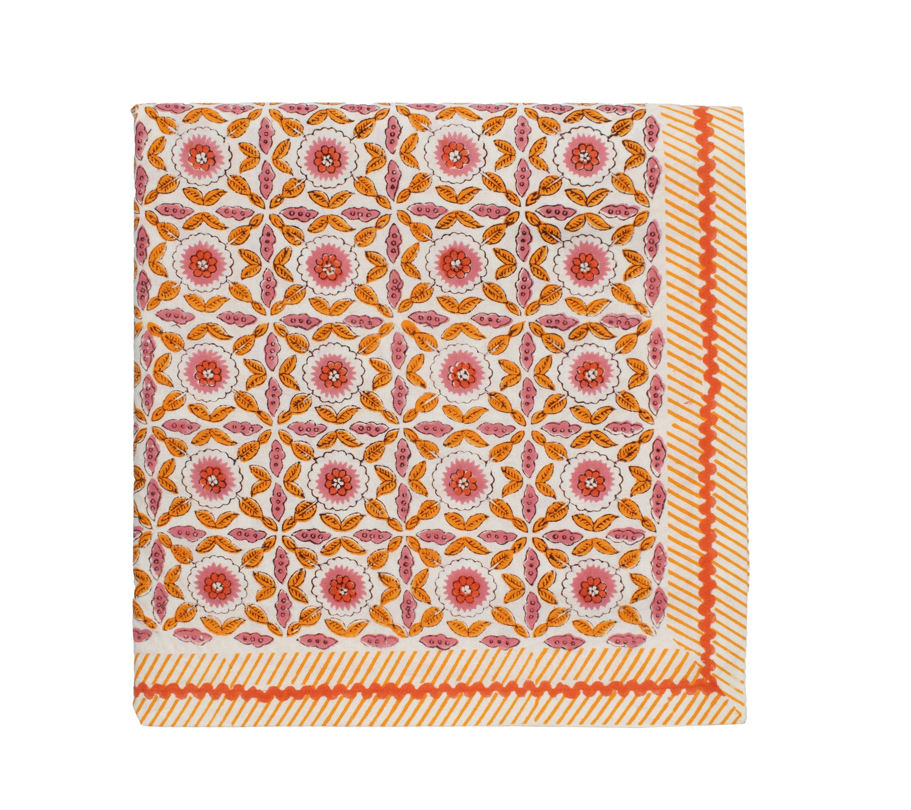 Majorelle Tablecloth in White, Pink & Orange