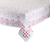 Malta Tablecloth in White, Pink & Orange