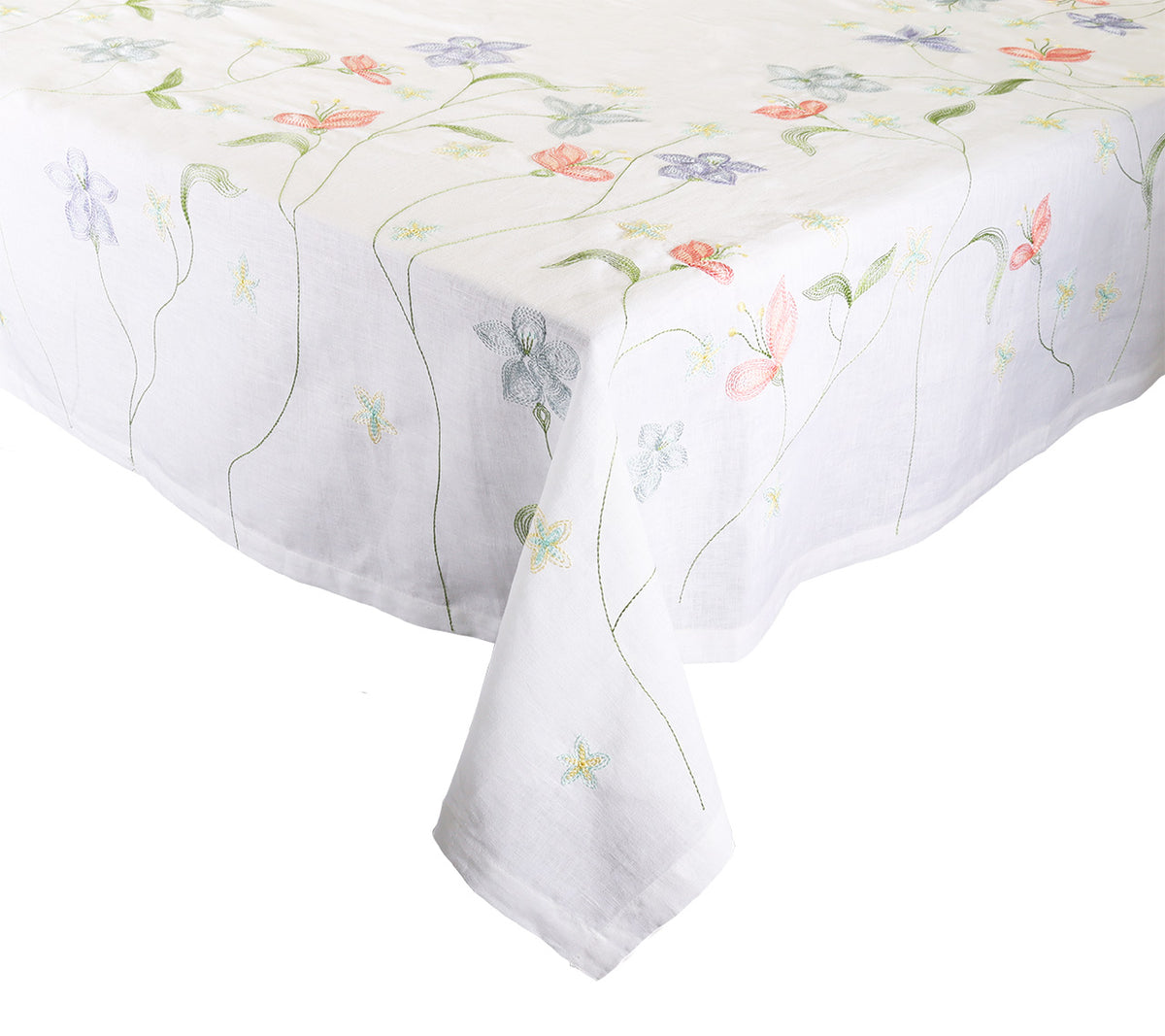 Vista Tablecloth in White & Multi  54x126"