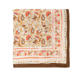 Mira Tablecloth in Brown & Coral