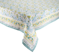 Mira Tablecloth in Seafoam & Green