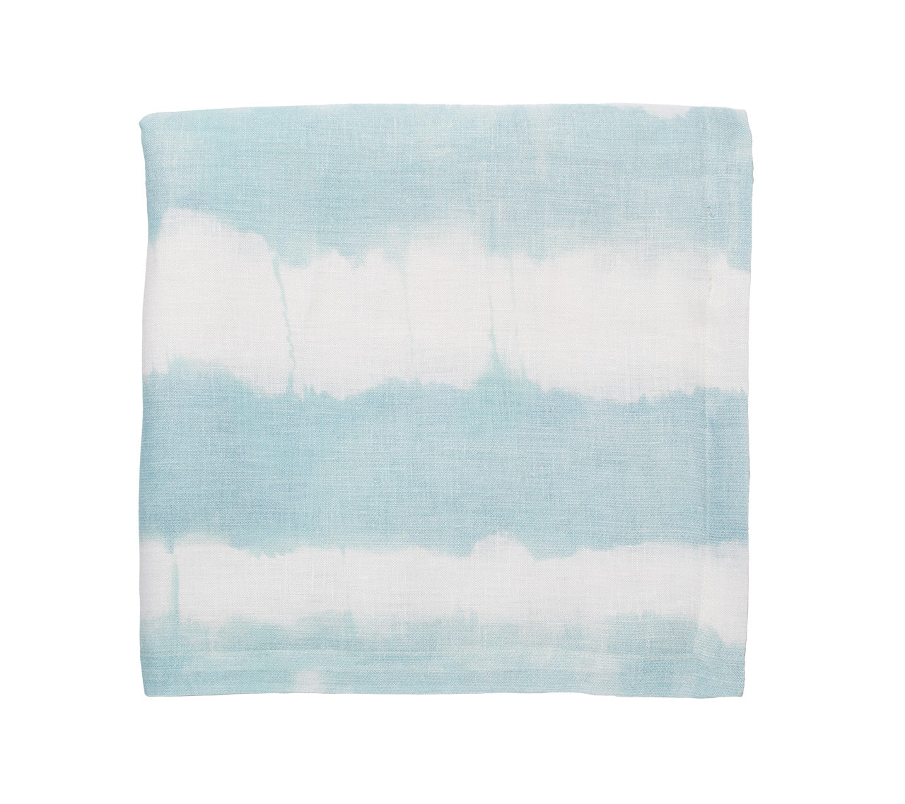Watercolor Stripe Tablecloth in White & Seafoam