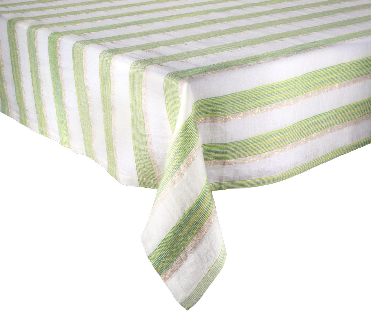 Broad Stripe Tablecloth in Green & White