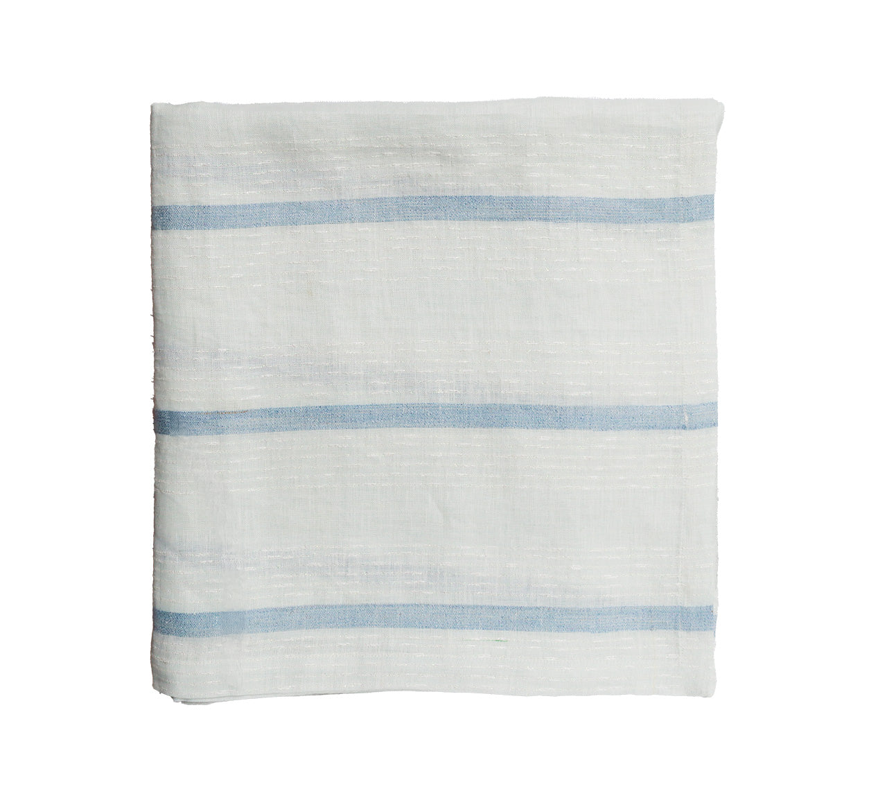 Ribbon Stripe Tablecloth in Ivory & Blue