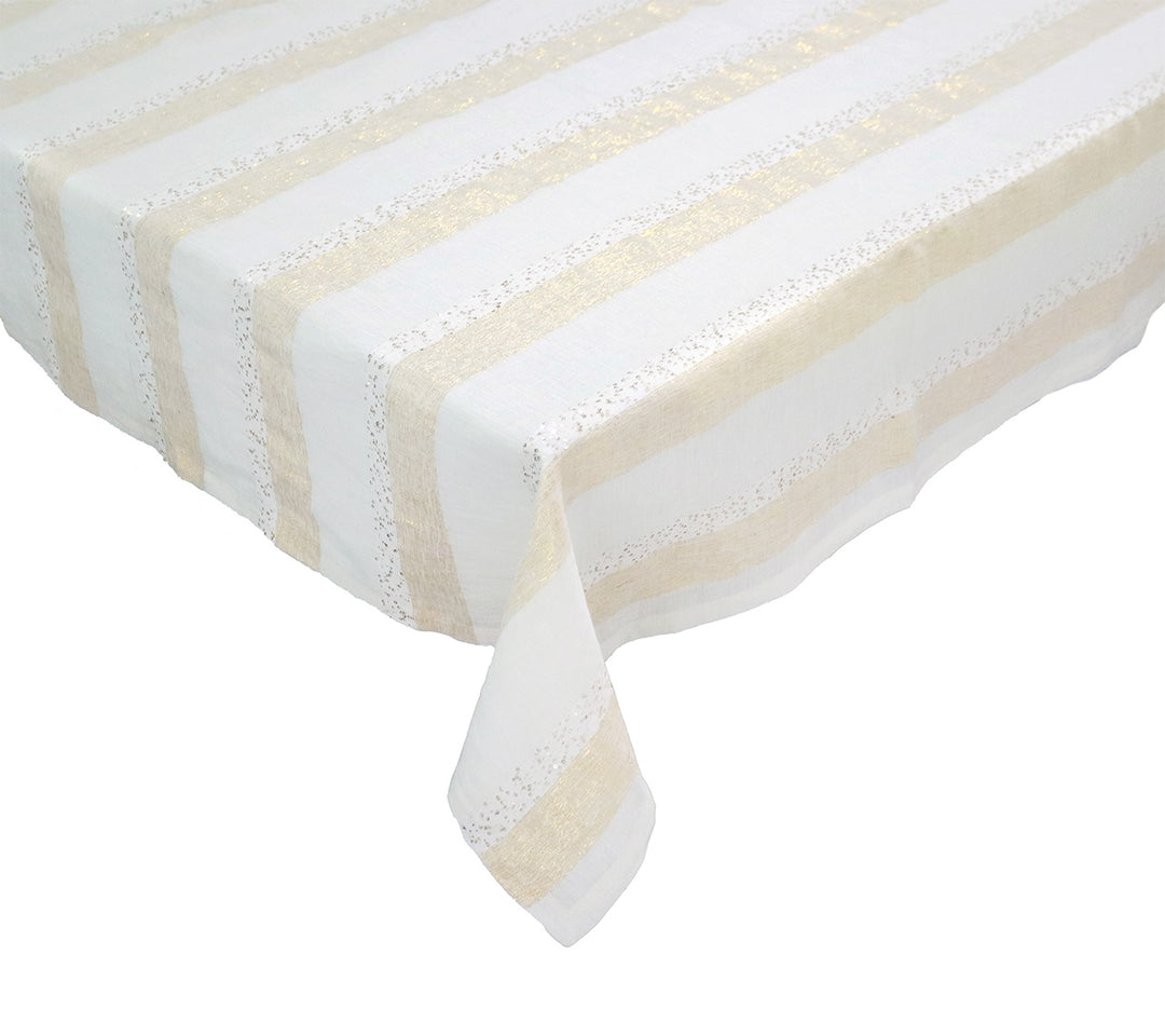 Spectra Tablecloth in White & Gold