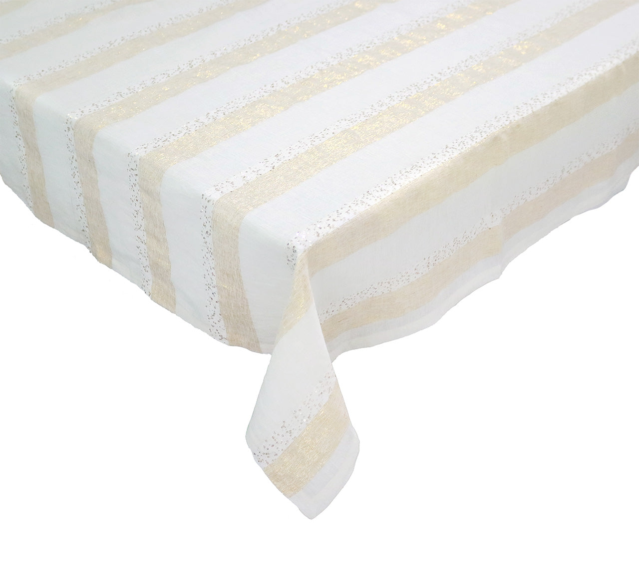 Spectra Tablecloth in White & Gold