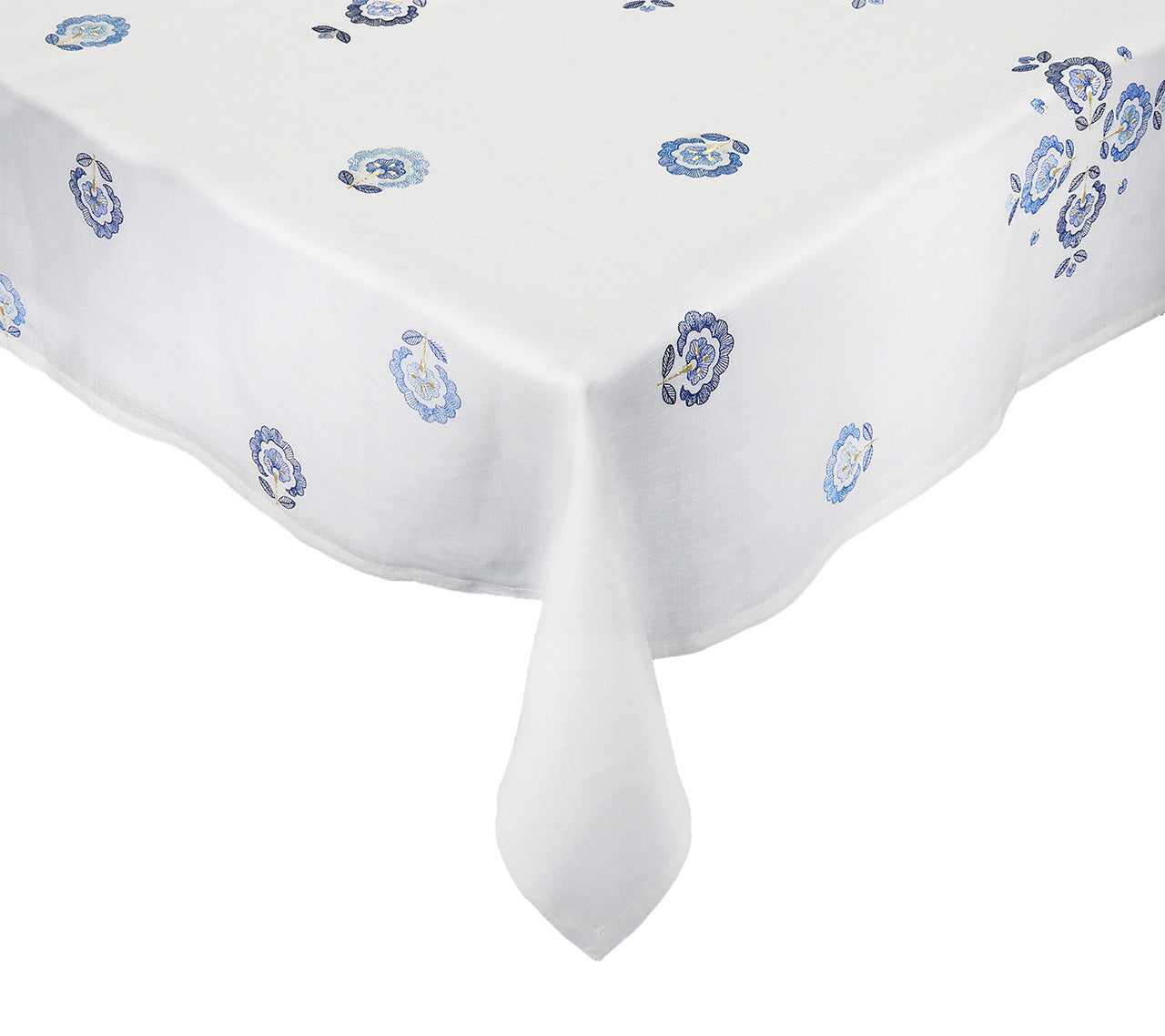 Carnation Tablecloth in White & Blue