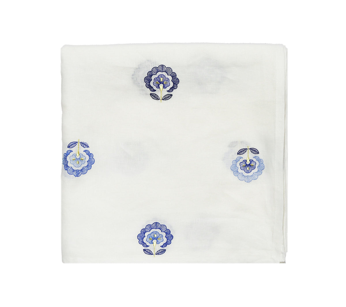 Carnation Tablecloth in White & Blue