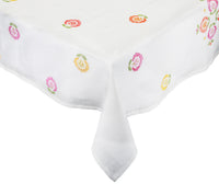 Carnation Tablecloth in White, Pink & Orange