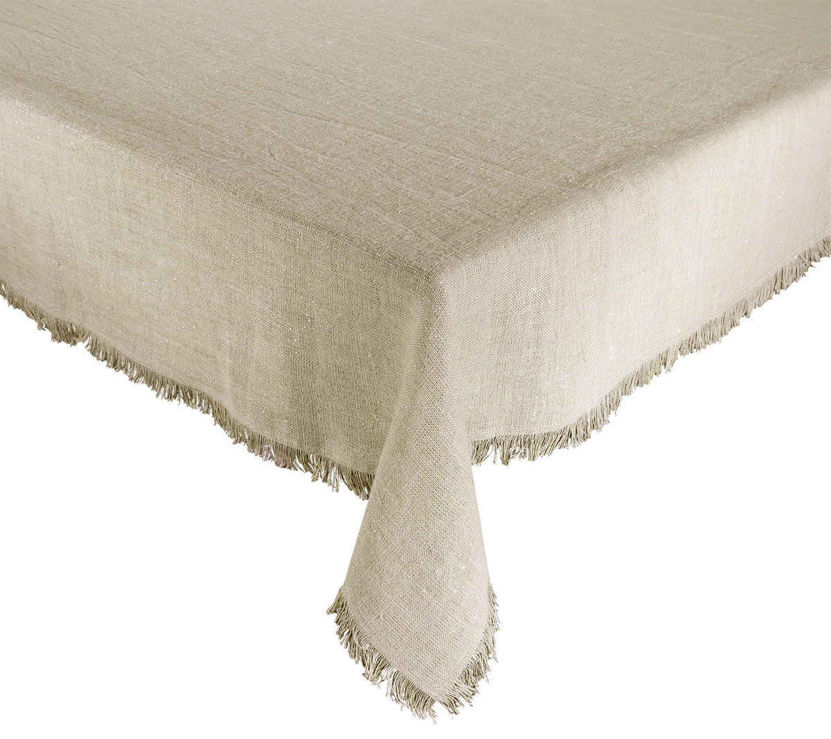 Fringe Tablecloth in Natural & Silver