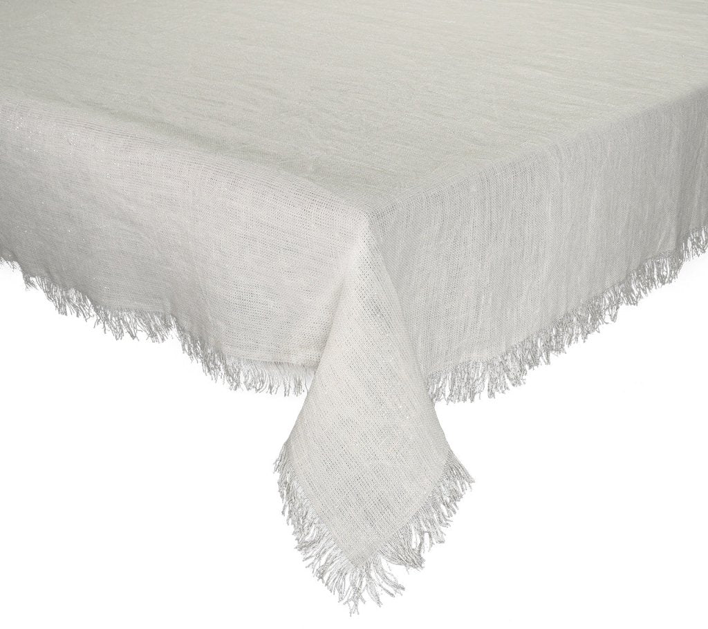 Kim Seybert, Inc.Fringe Tablecloth in White & SilverTablecloths