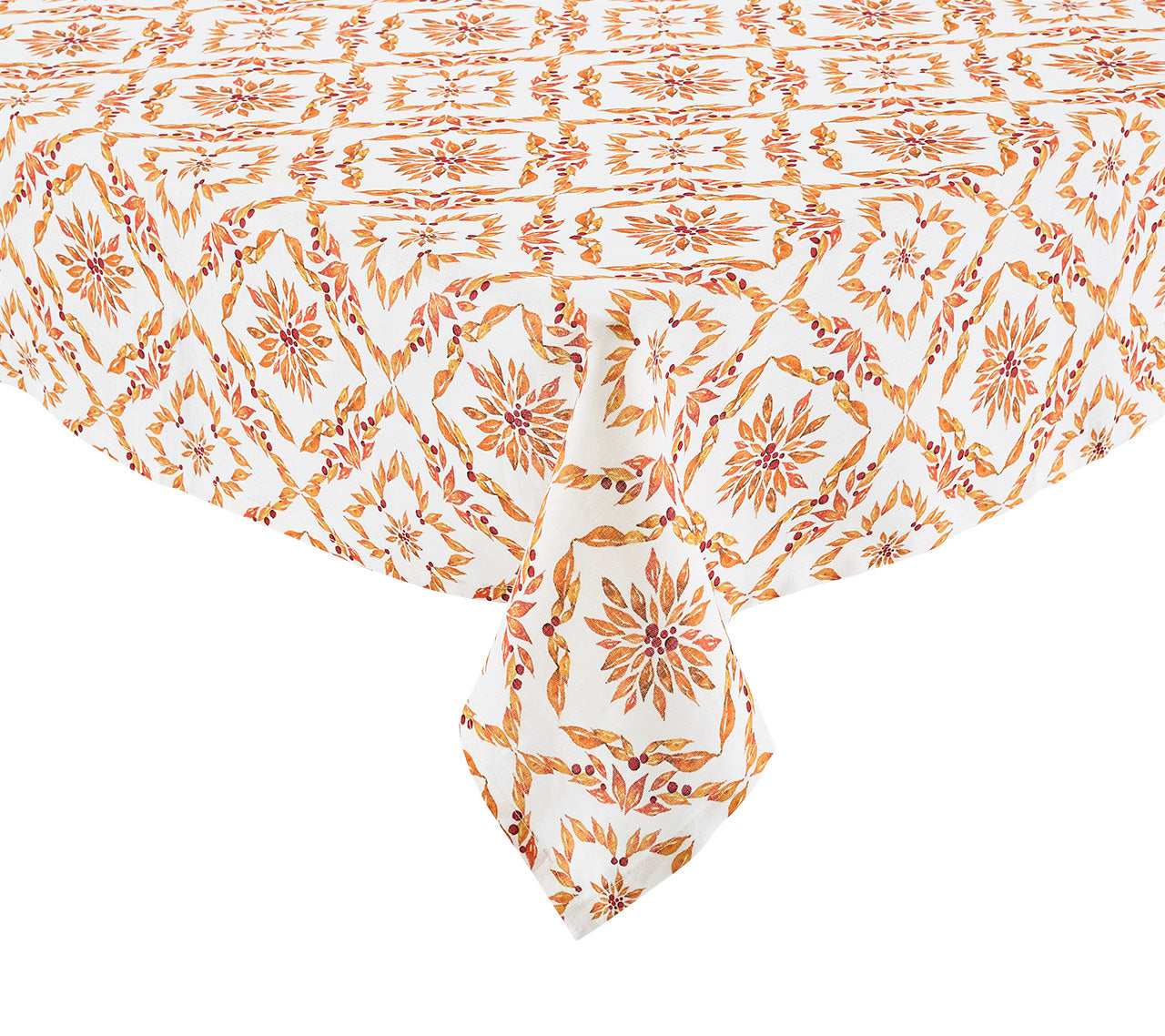 Kim Seybert Luxury Laurel Tablecloth in White & Brown