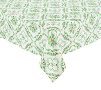 Kim Seybert Luxury Laurel Tablecloth in White & Green