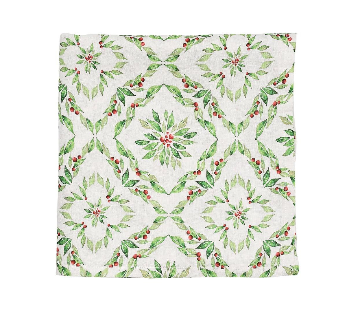 Laurel Tablecloth in White & Green
