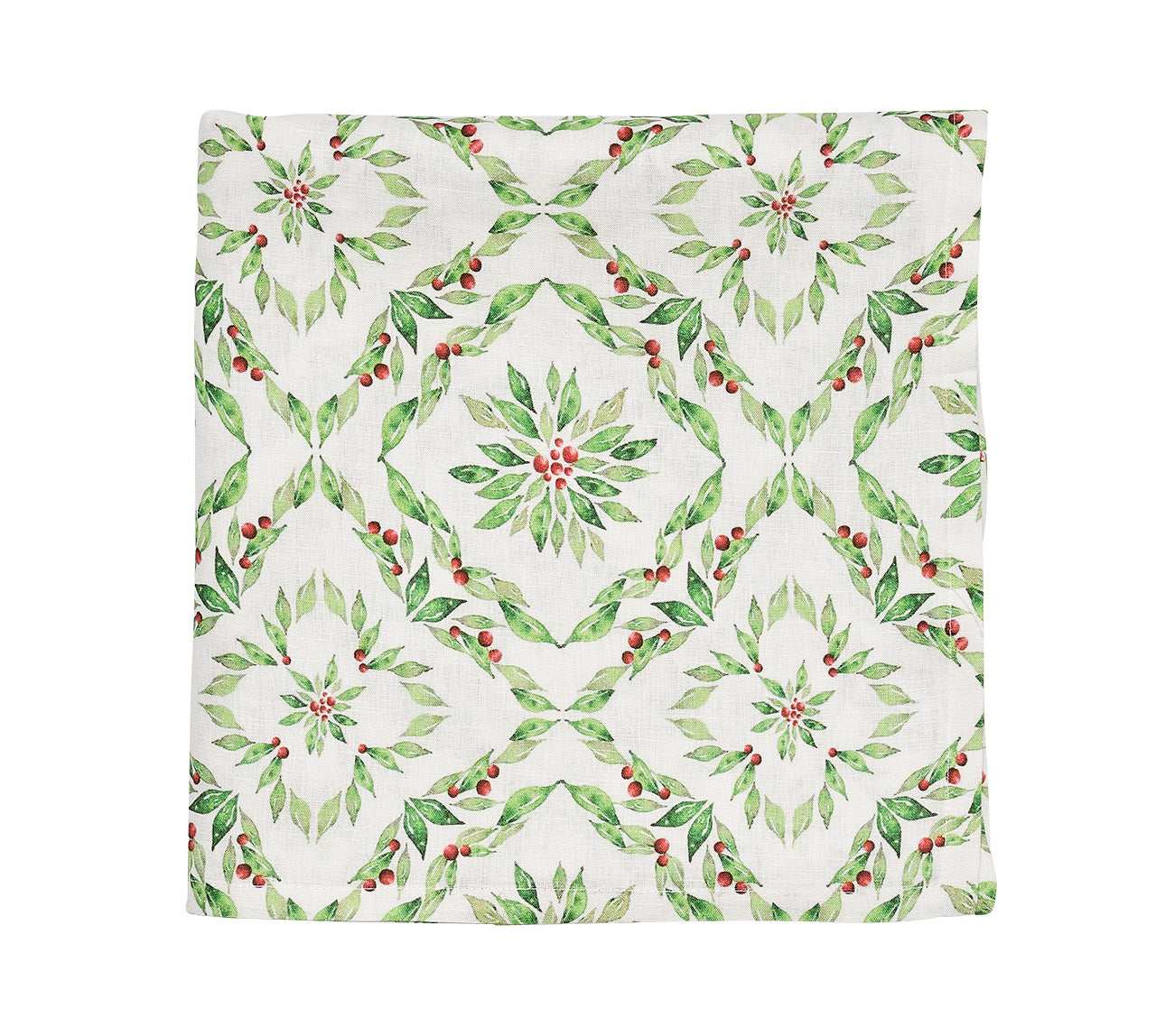 Laurel Tablecloth in White & Green