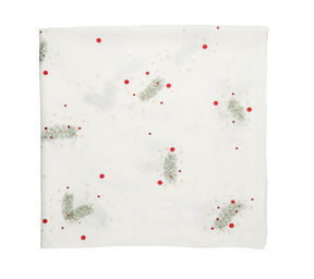 Evergreen Tablecloth in White, Red & Green