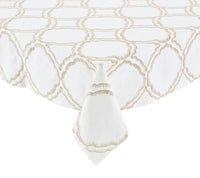 Kim Seybert Luxury Daydream Tablecloth in White, Gold & Silver