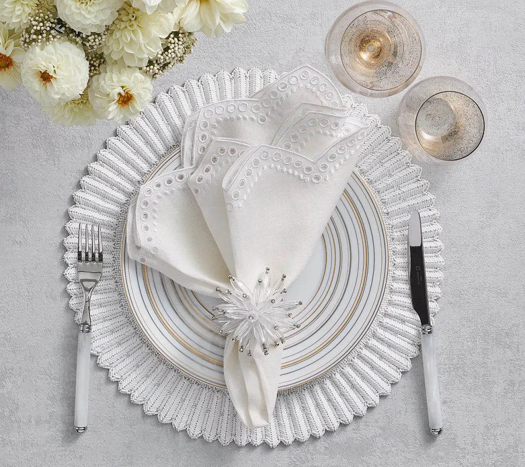 Tapestry Napkin in White, Set of 4