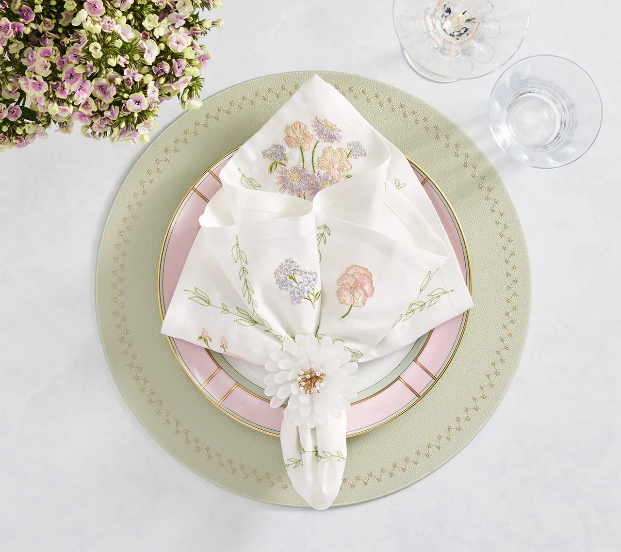 Trellis Napkin in White/Multi, Set of 4
