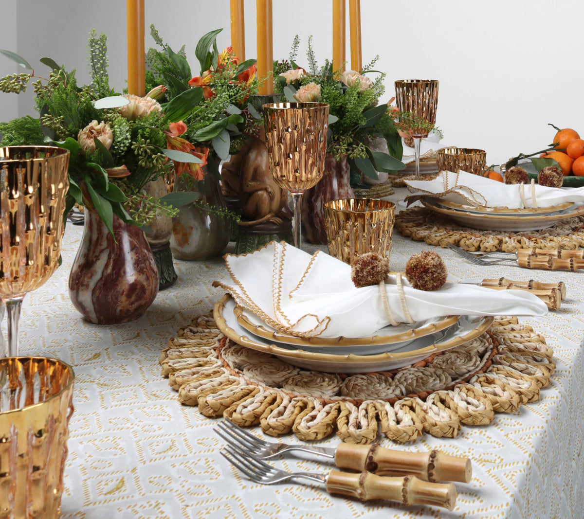 Alfresco Tablecloth in Natural & Gray