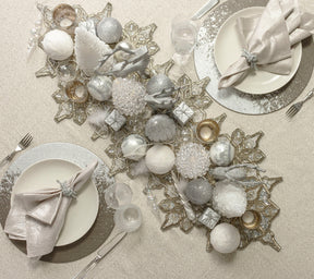 Kim Seybert Luxury Metafoil Placemat in Taupe & Sliver