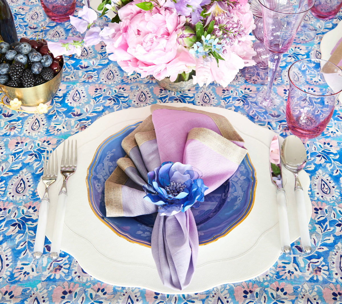 Mira Tablecloth in Lilac & Blue