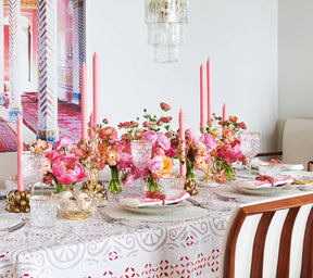 Malta Tablecloth in White, Pink & Orange