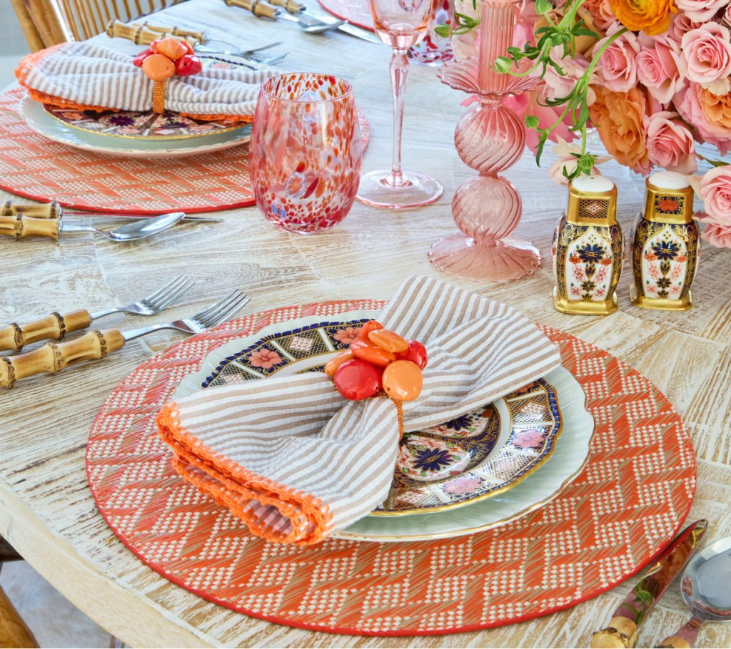 Sea Stone Napkin Ring in orange