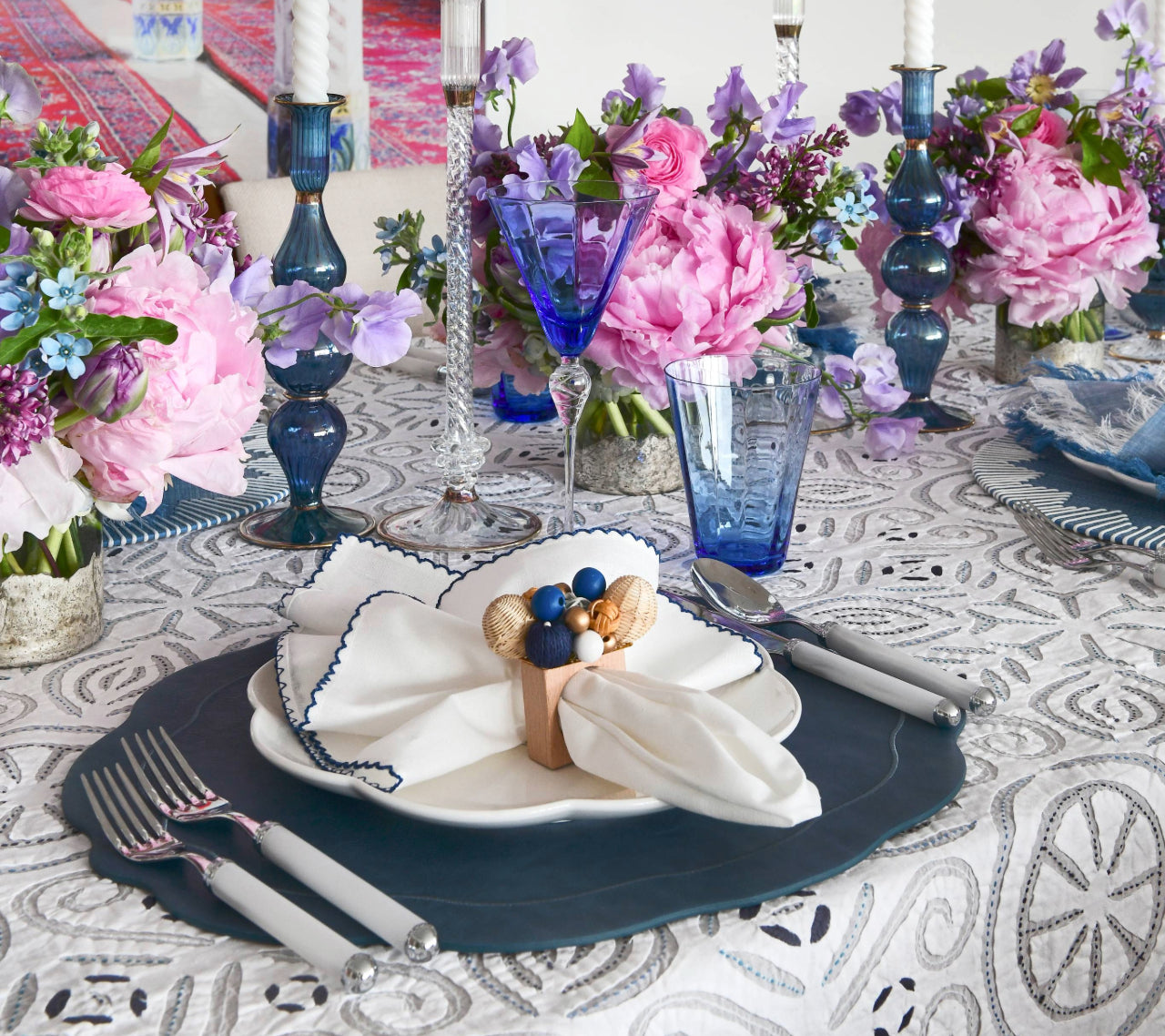 Casbah Napkin in White & Blue