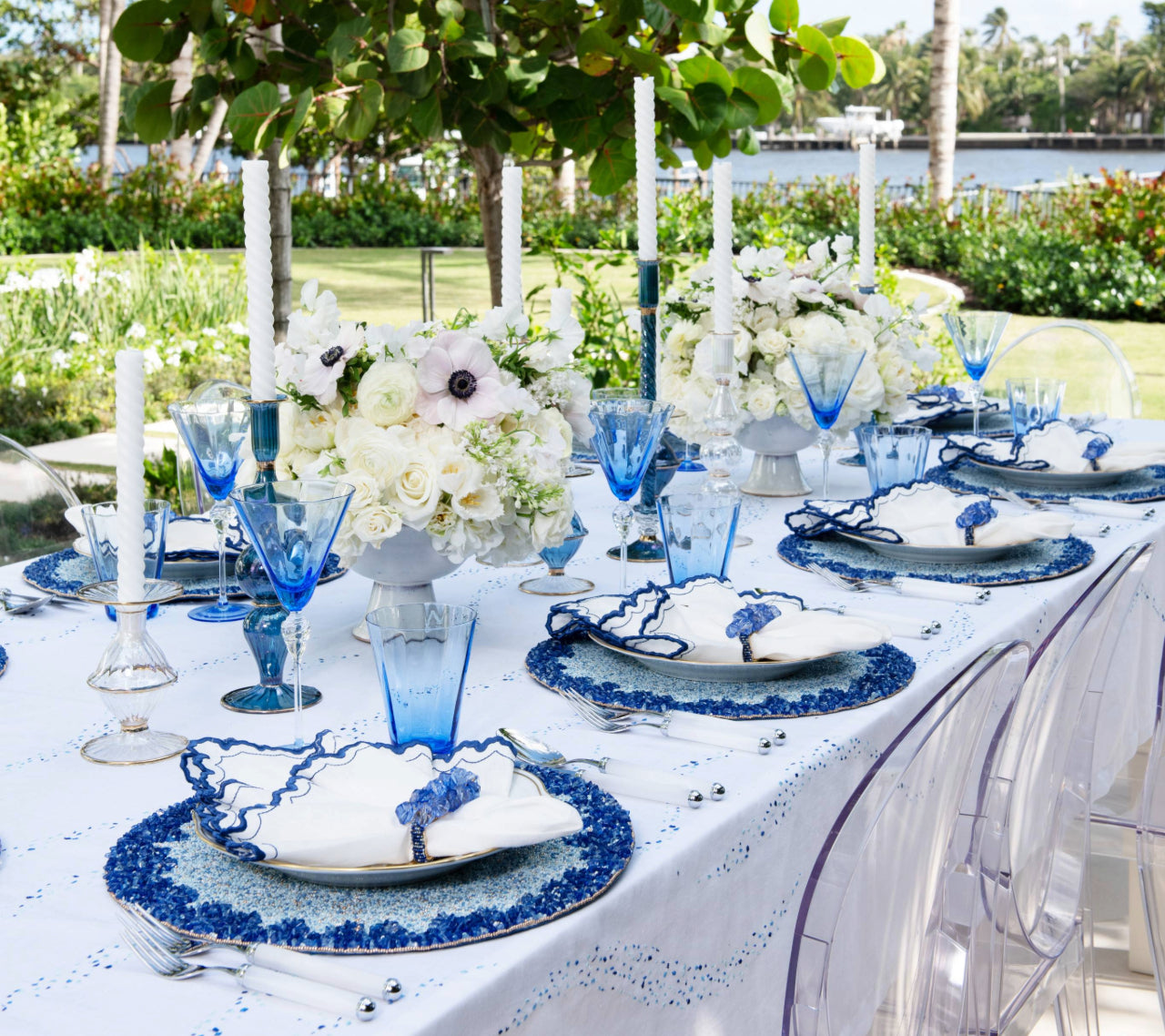 KIM SEYBERT ランチョンマット　4枚セット Lagoon Placemat in Navy & Blue, Set of 4