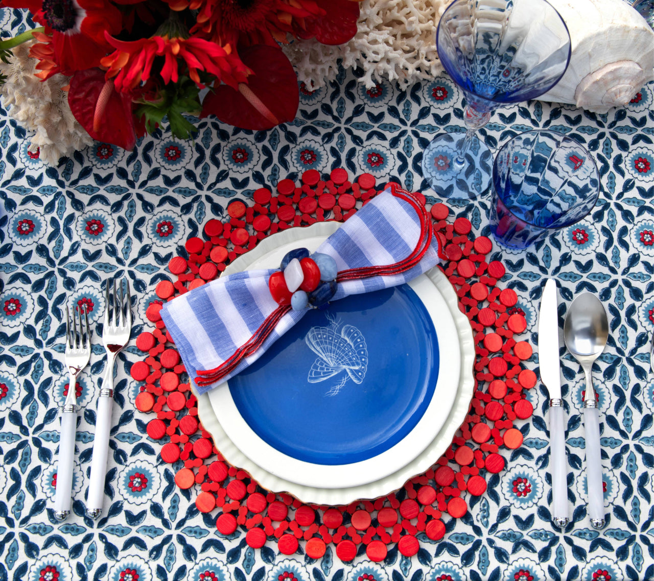 Amalfi Napkin in Red, White & Blue, Set of 4