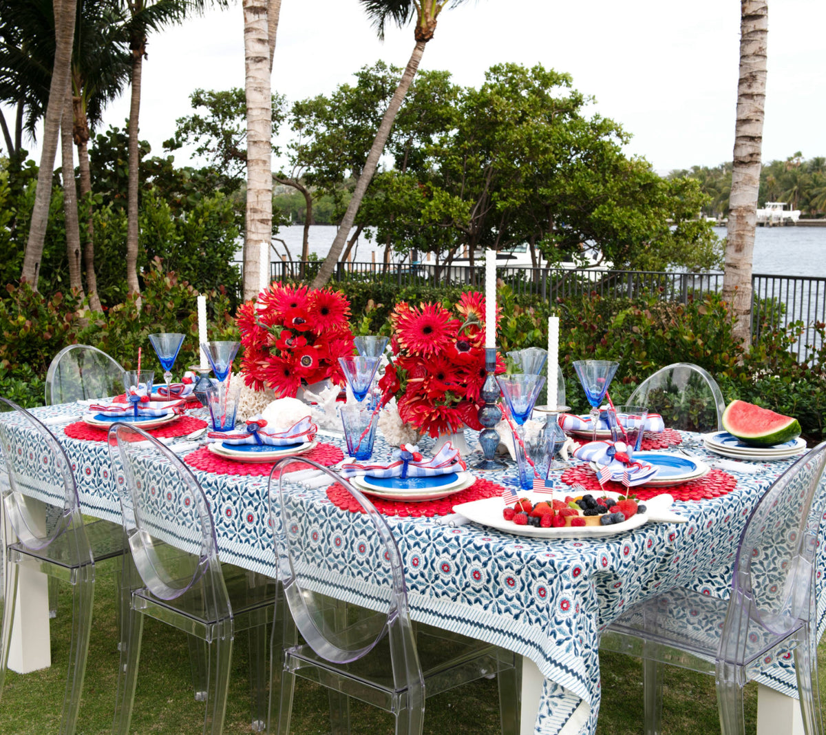 Majorelle Tablecloth in Red, White & Blue