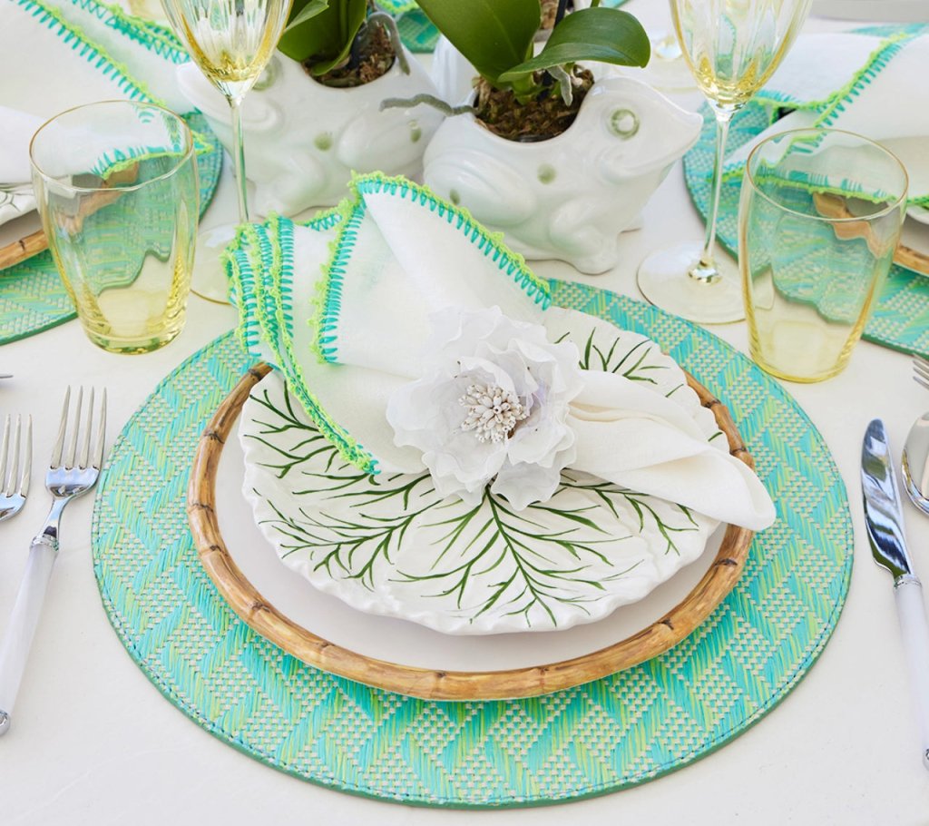 Kim Seybert, Inc.Basketweave Placemat in Marine & Lime, Set of 4Placemats