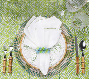 Casbah Napkin in White & Green