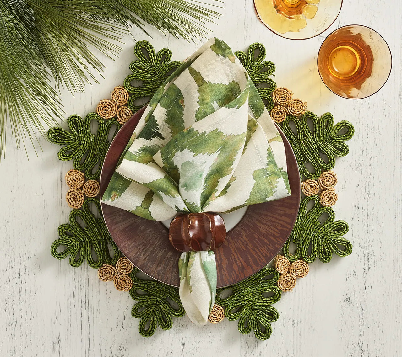 Verve Placemat in Green & Natural, Set of 4