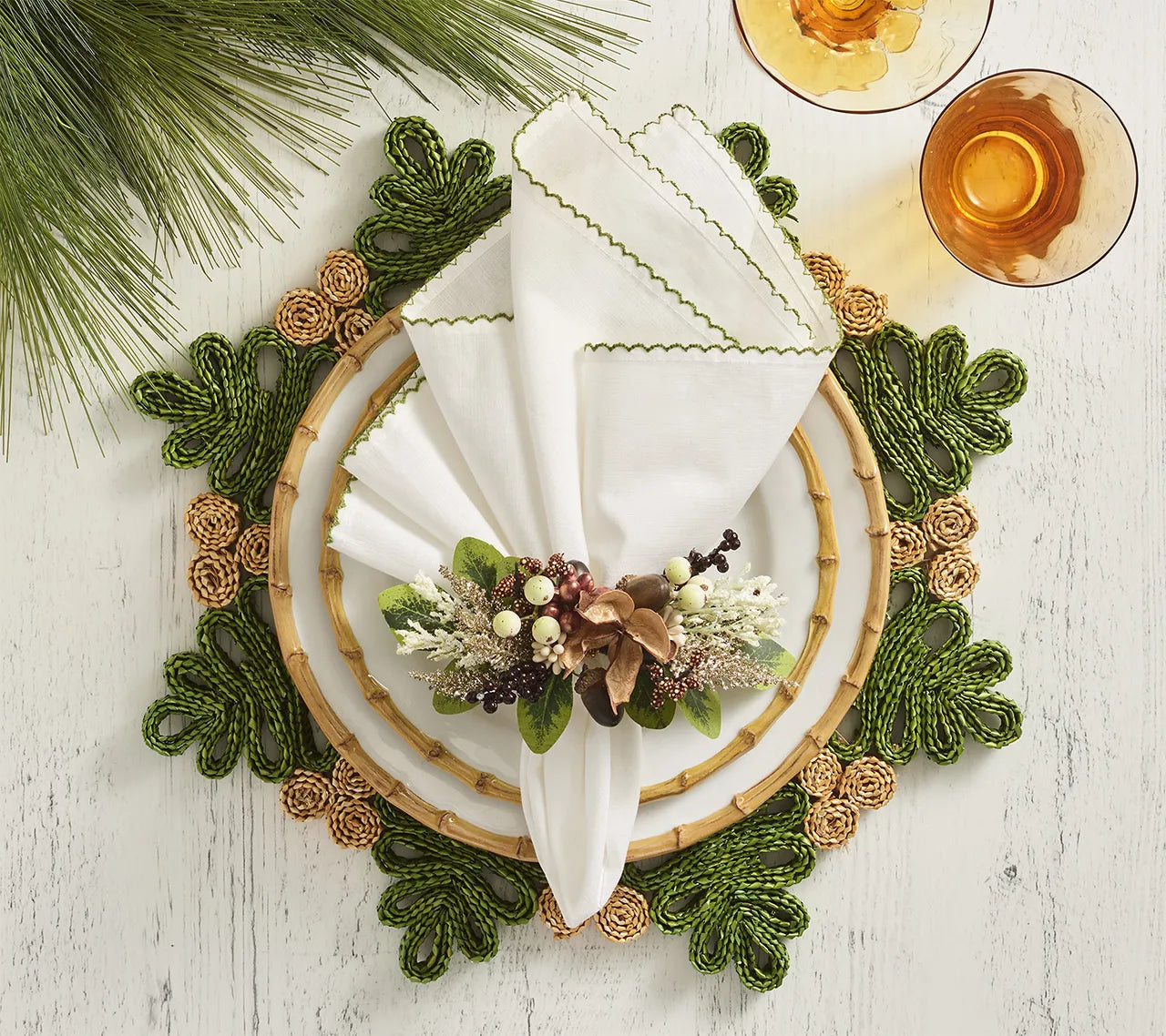 Verve Placemat in Green & Natural, Set of 4