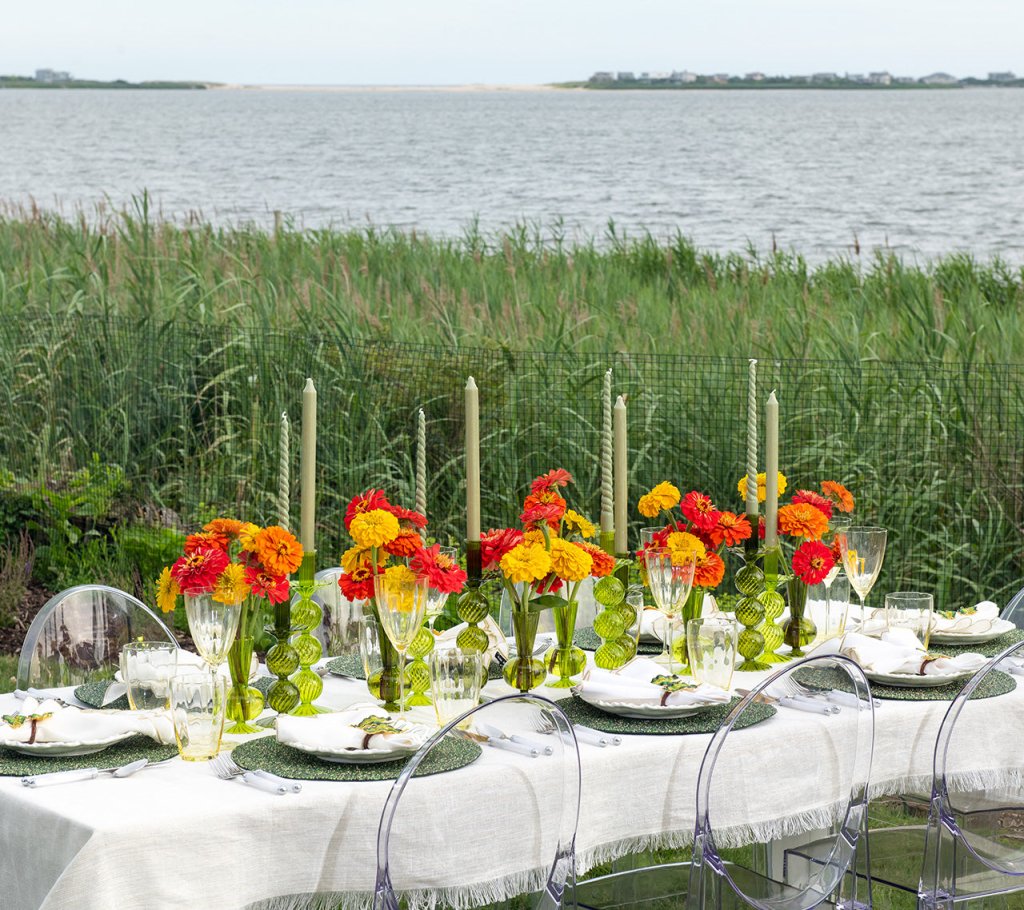 Kim Seybert, Inc.Iris Tall Candle Holder in Olive, Set of 2 in a BoxHome Decor