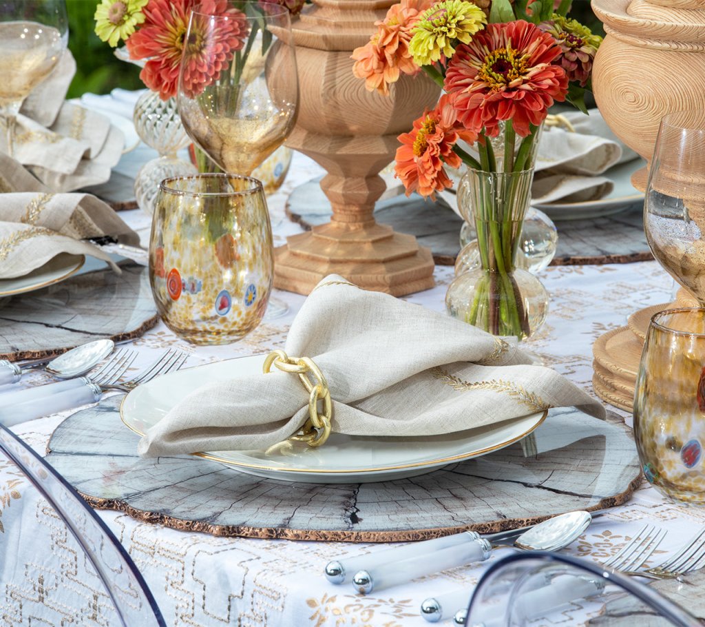KIM SEYBERT ランチョンマット　4枚セット Birch Placemat in Ivory & Natural, Set of 4 | Kim Seybert