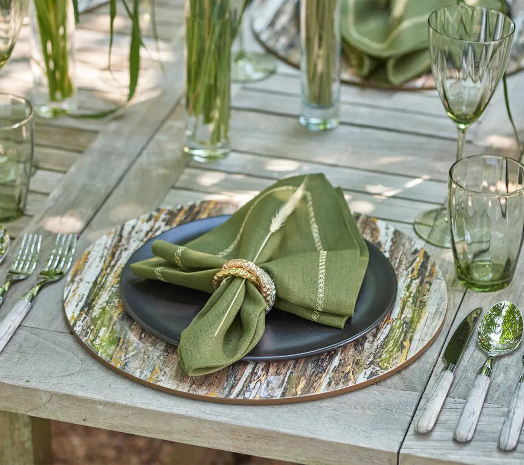 Weathered Pine Placemat in Ivory, Natural & Gold, Set of 4