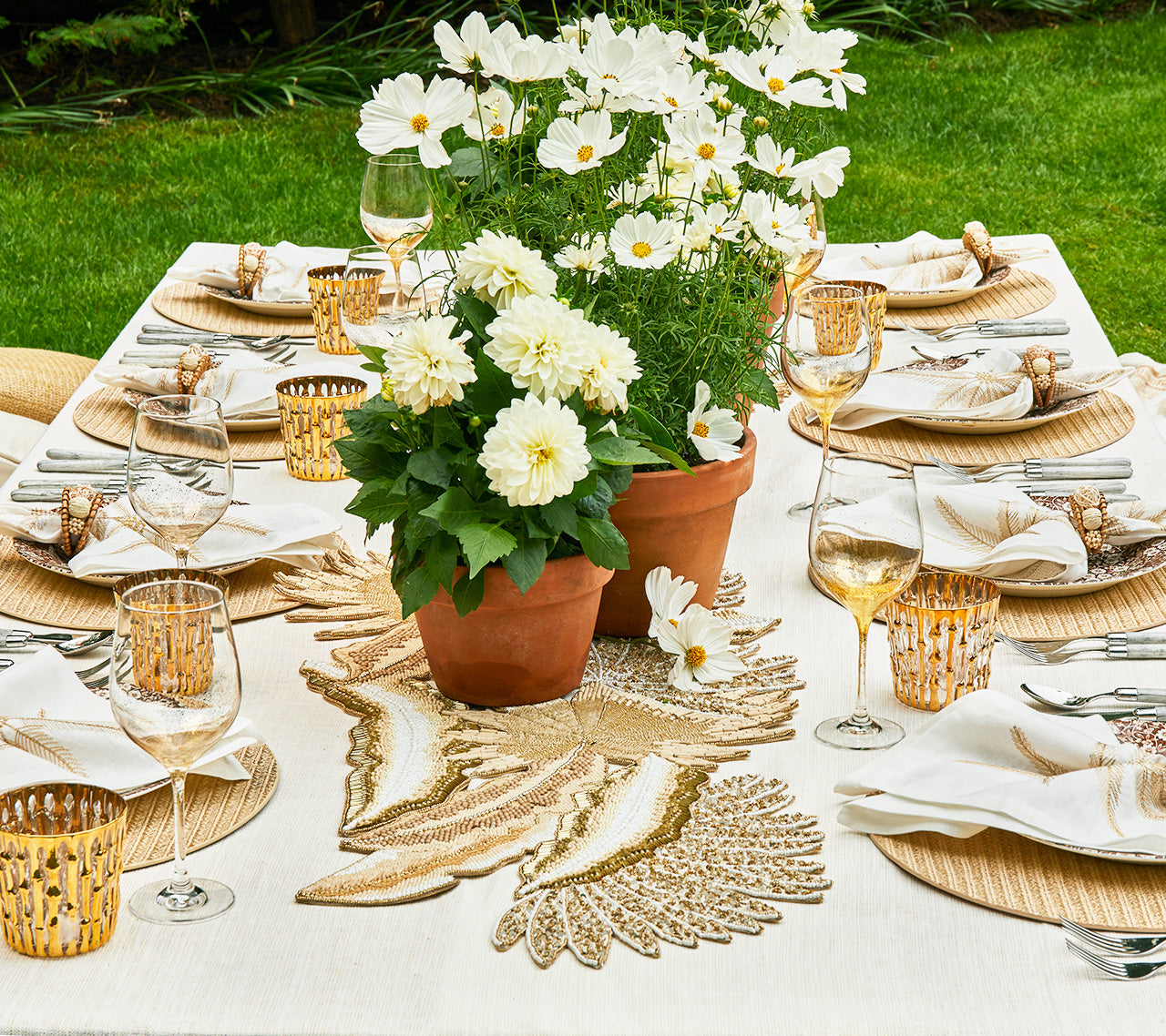 Glam Grass Placemat in Natural & Gold, Set of 4