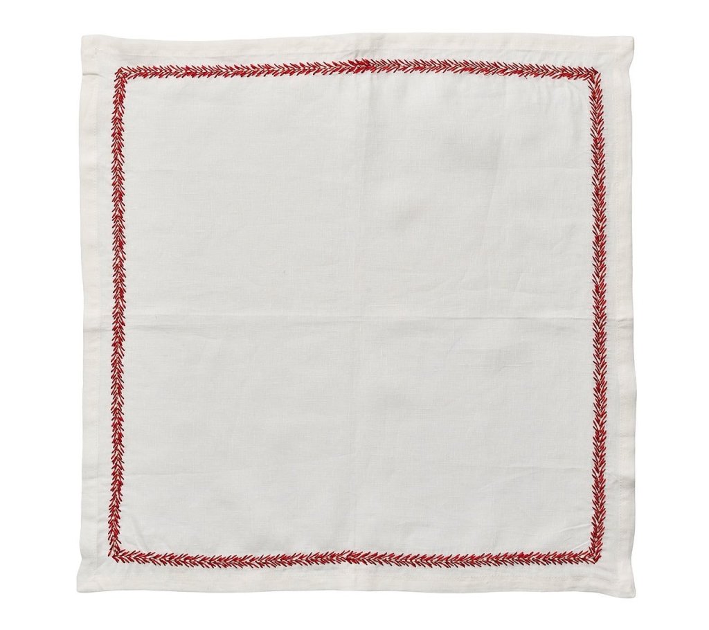 Jardin Napkin in White & Coral, Set of 4
