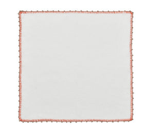 Knotted Edge Napkin in White, Natural & Orange, Set of 4