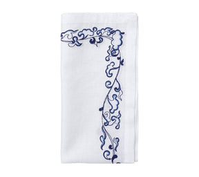 Kim Seybert, Inc.Ming Border Napkin in White & Navy, Set of 4Napkins