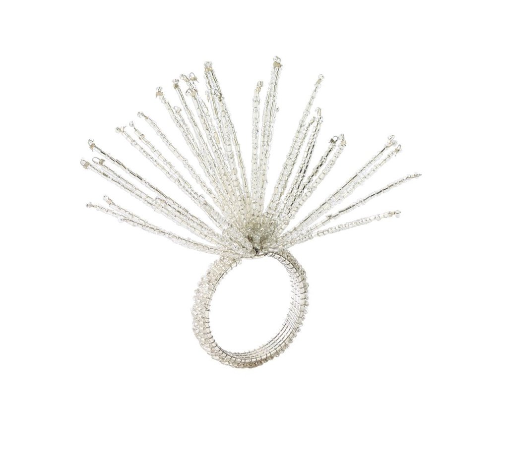 Kim Seybert, Inc.Spider Bead Burst Napkin Ring in Crystal & Silver, Set of 4Napkin Rings